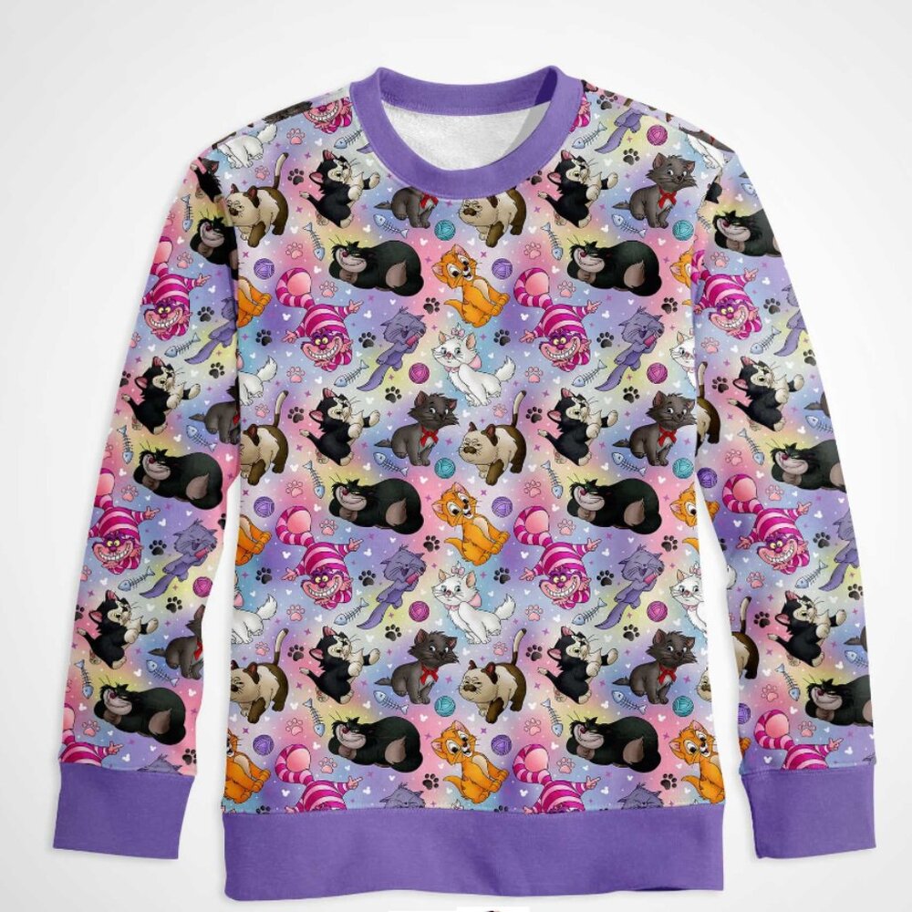 NWT Little Snuggles Toddler Disney Cats Marie/Cheshire/Figaro Bamboo Crewneck